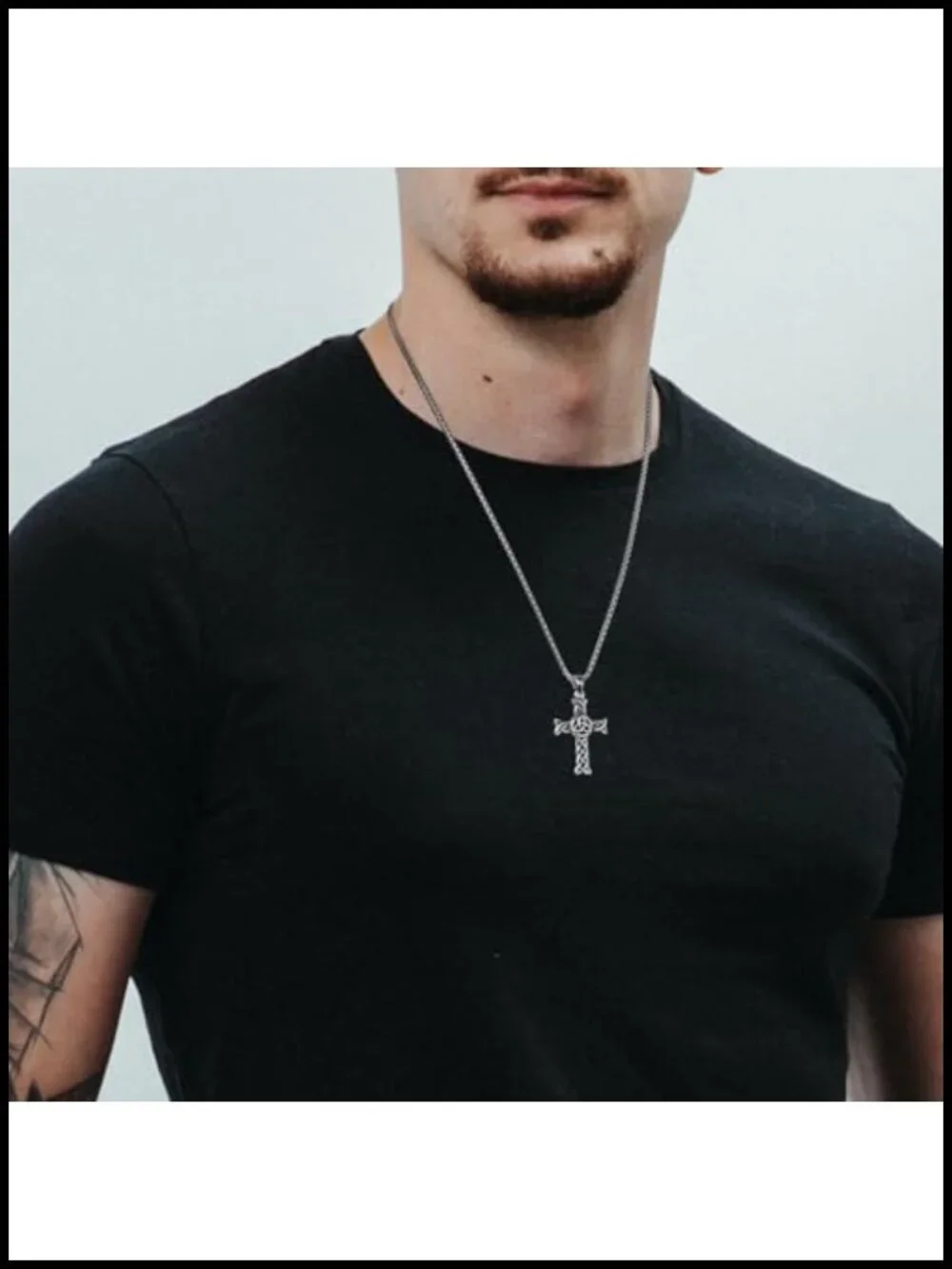 Celtic Cross Pendant Necklace Stainless Steel 22 Inch Unisex Religious